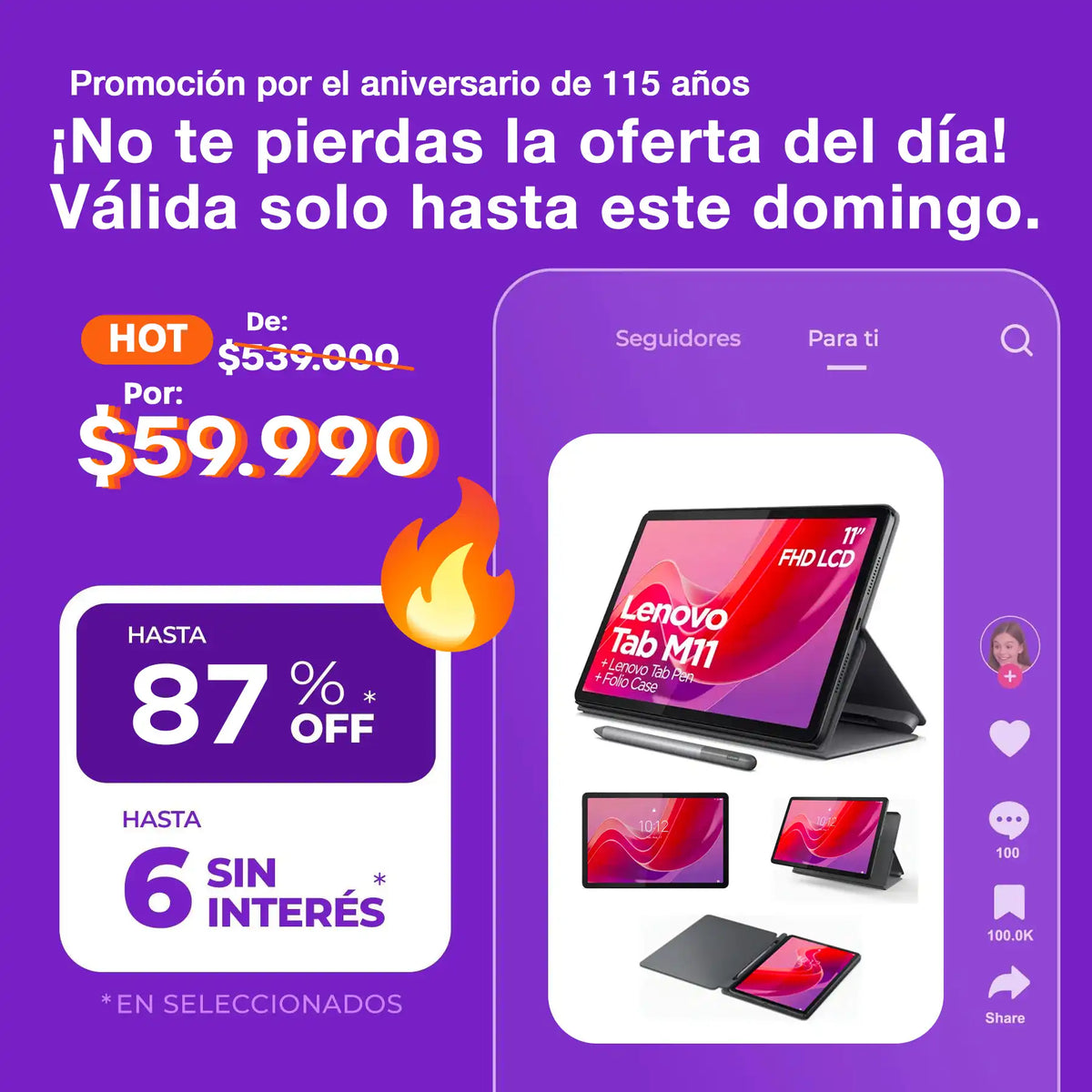 (Promoción de cumpleaños 🔥) Tablet Lenovo Tab M11 8gb Ram 128gb Funda Lápiz 11'' Wuxga Color Gris oscuro